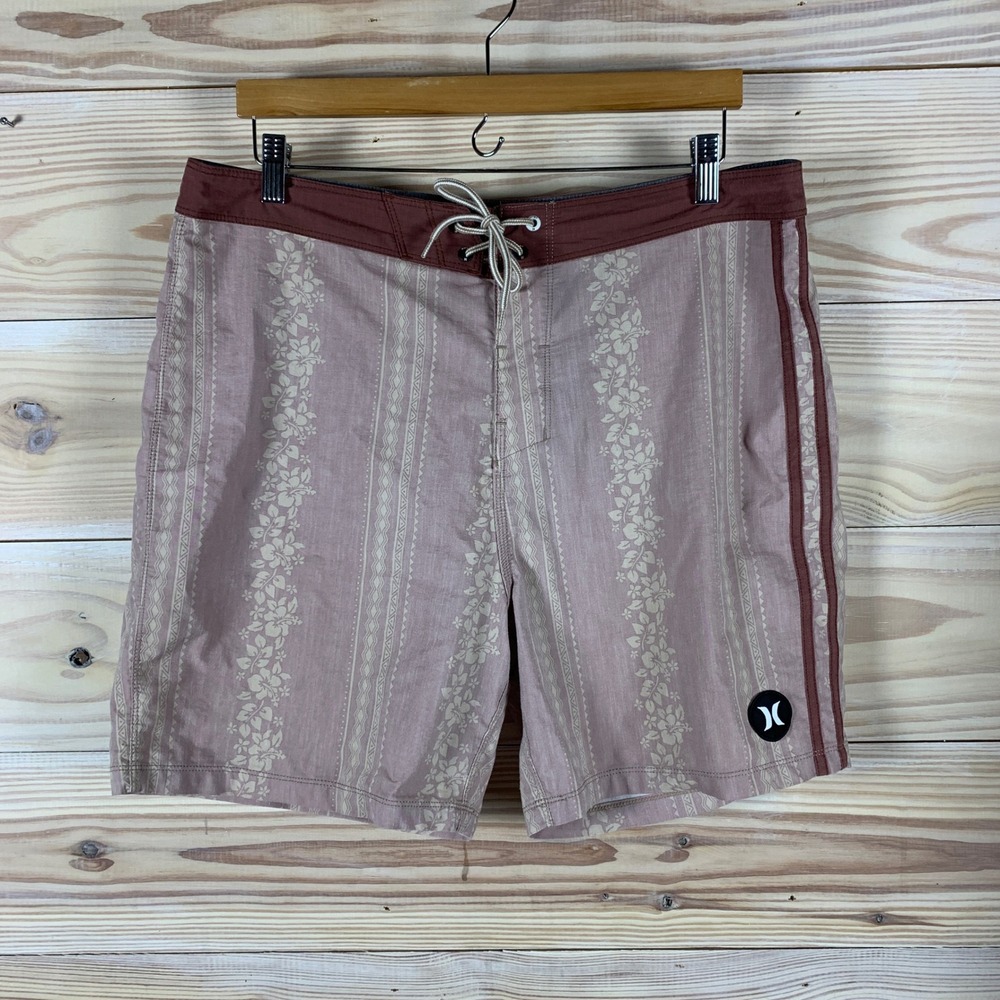 Hurley Board Shorts‎ Mens 34 Phantom Floral Stripe Swim Trunks Surf Beachwear